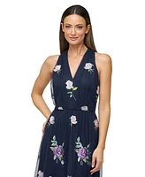 Js Collections Women's Dassie Floral V-Neck Tie-Waist Gown
