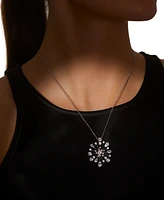 Eliot Danori Silver-Tone Cubic Zirconia Sunburst Pendant Necklace, 16" + 4" extender, Exclusively at Macy's