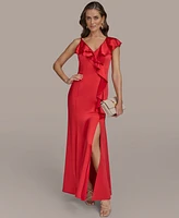 Donna Karan New York Women's Ruffle-v-Neck Sleeveless Gown