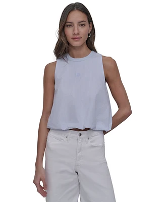 Dkny Jeans Women's Striped Cotton Bubble-Hem Sleeveless Top - EDS