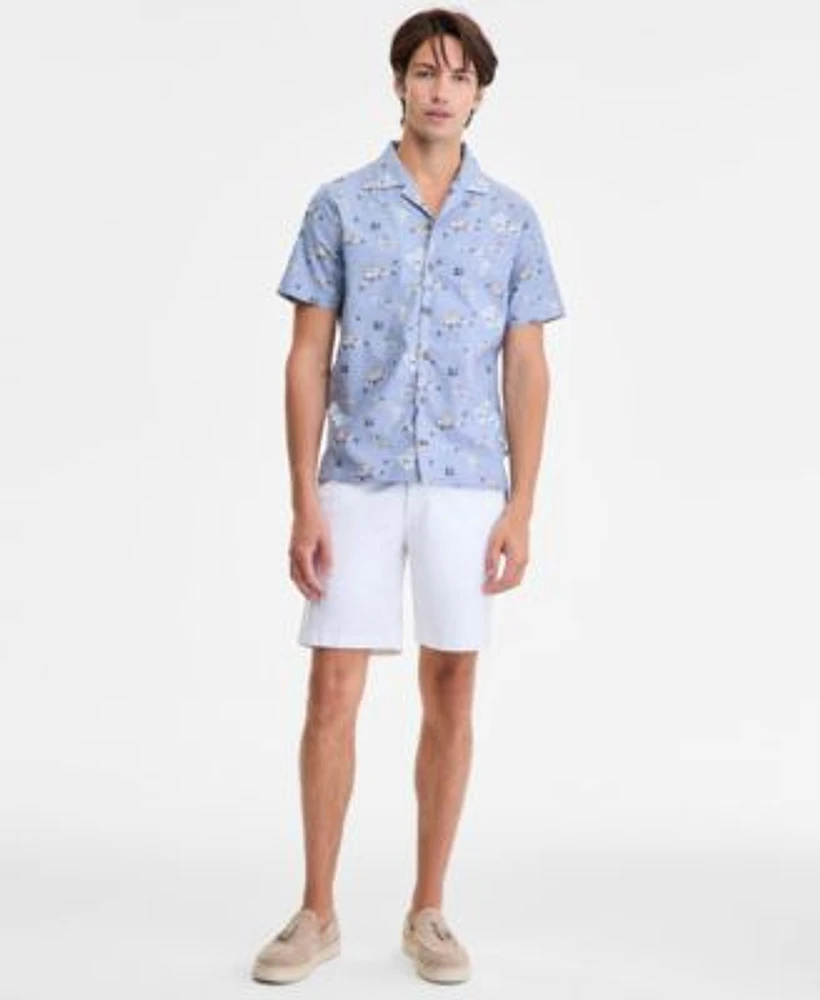 Nautica Mens Classic Fit Printed Button Down Camp Shirt Classic Fit Stretch Flat Front 8 1 2 Chino Deck Shorts