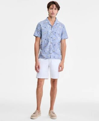 Nautica Mens Classic Fit Printed Button Down Camp Shirt Classic Fit Stretch Flat Front 8 1 2 Chino Deck Shorts