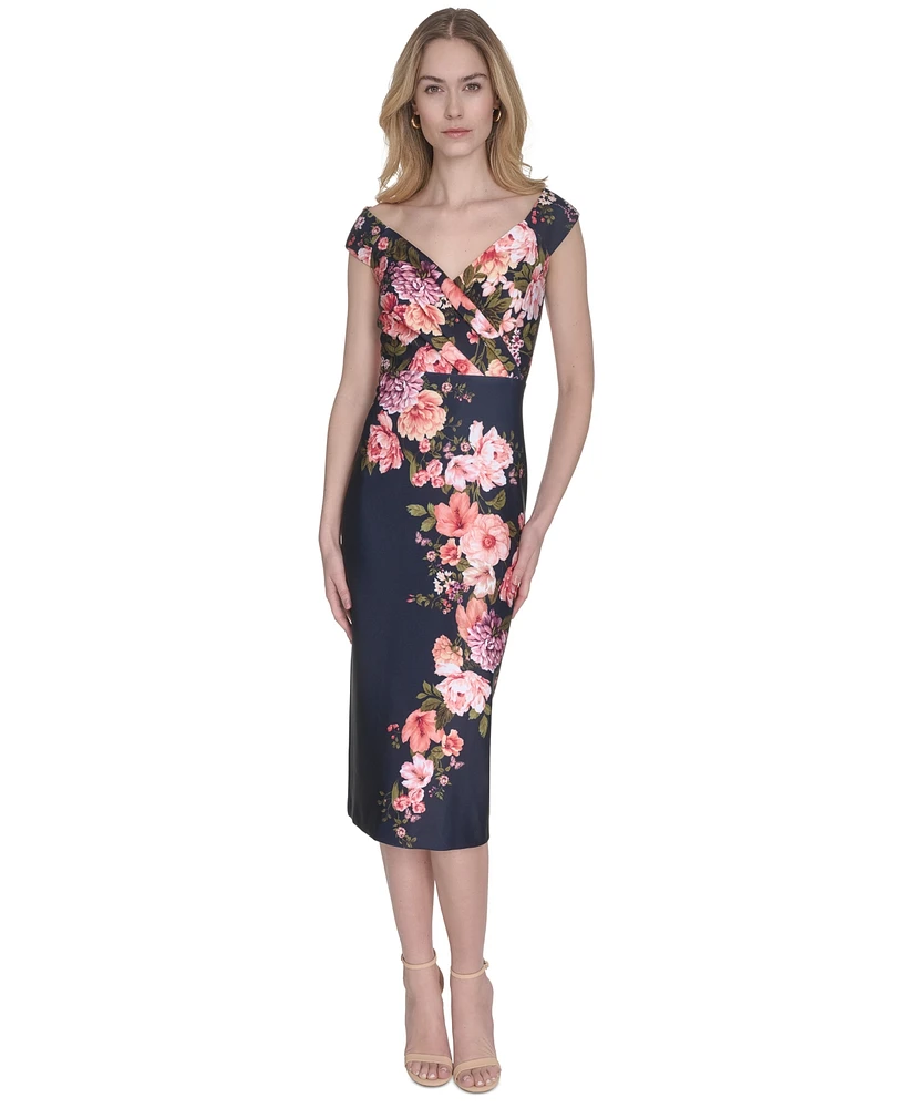 Eliza J Women's Off-The-Shoulder Floral Midi Dress