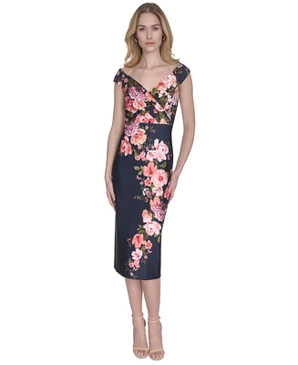 Eliza J Women's Off-The-Shoulder Floral Midi Dress