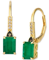 Le Vian Costa Smeralda Emeralds (1-3/8 ct. t.w.) & Diamond (1/20 ct. t.w.) Leverback Earrings in 14k Gold
