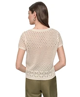 Dkny Jeans Women's Mixed-Stitch Short-Sleeve Sweater - G0H