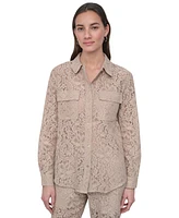 Dkny Jeans Women's Long Sleeve Button Front Lace Shirt - PBL