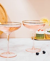 The Wine Savant Gilded Rim Coupe Glasses, Set of 2