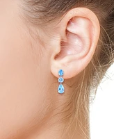 Effy Sky Blue Topaz (10-5/8 ct. t.w.) & Swiss Blue Topaz (3/8 ct. t.w.) Linear Drop Earrings in Sterling Silver