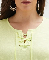 Ella Rafaella Plus Lace-Up Sleeveless Tank Top