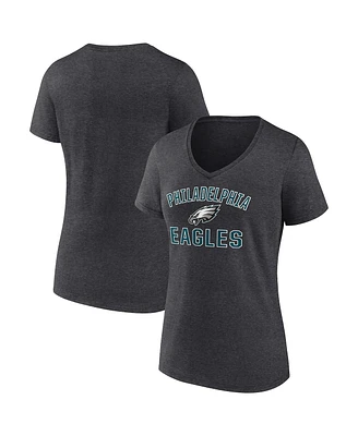 Fanatics Women's Heather Charcoal Philadelphia Eagles Victory Arch V-neck T-Shirt