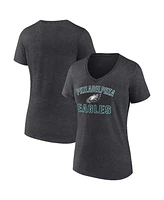 Fanatics Women's Heather Charcoal Philadelphia Eagles Victory Arch V-neck T-Shirt