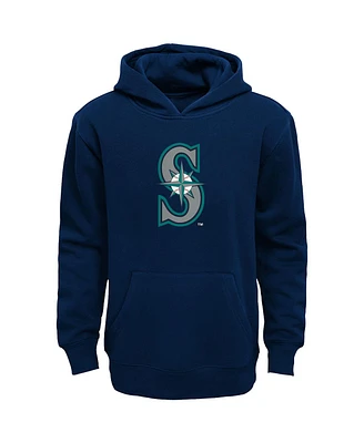 Outerstuff Big Boys and Girls Navy Seattle Mariners Primary Logo Pullover Hoodie