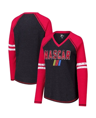 G-iii 4Her by Carl Banks Women's Black Nascar Winner Tri-Blend V-Neck Long Sleeve T-Shirt
