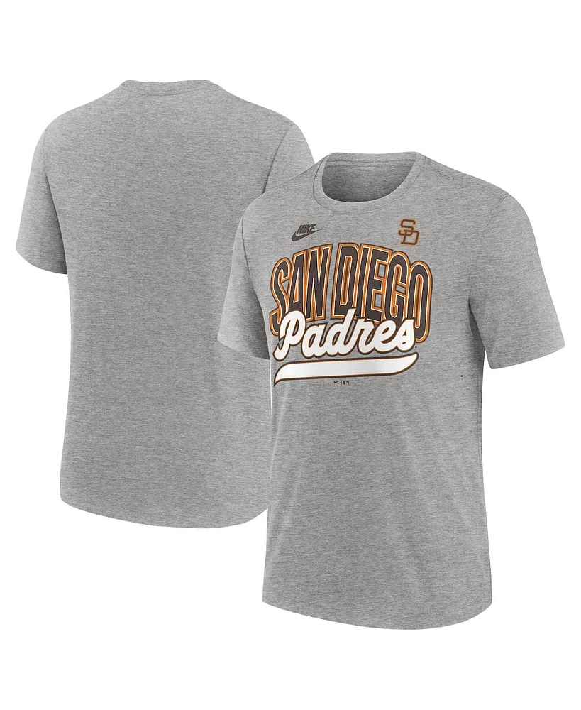 Nike Men's Heather Gray San Diego Padres Cooperstown Collection Retro Tri-Blend T-Shirt