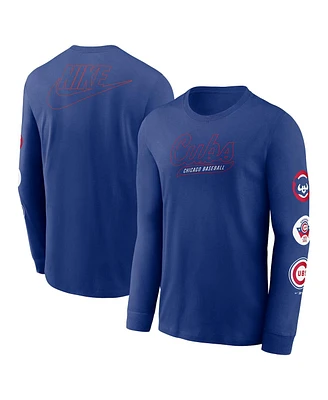 Nike Men's Royal Chicago Cubs Cooperstown Collection Knockout Long Sleeve T-Shirt
