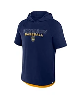 Fanatics Men's Navy Milwaukee Brewers Clubhouse Optimal Play Raglan Short Sleeve Pullover Hoodie