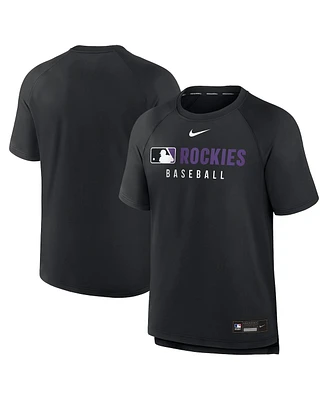 Nike Men's Black Colorado Rockies Authentic Collection Pregame Raglan Performance T-Shirt