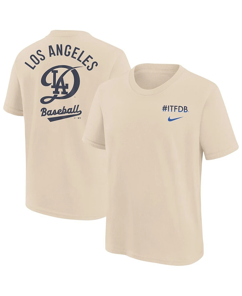 Nike Big Boys and Girls Natural Los Angeles Dodgers City Connect T-Shirt