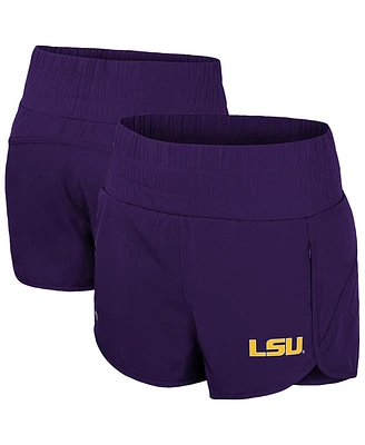 Colosseum Women's Purple Lsu Tigers Stop By Smocked High Waist Shorts