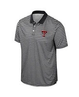 Colosseum Men's Black Texas Tech Red Raiders Striped Polo Shirt