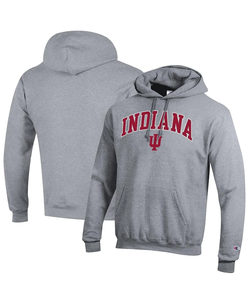 Champion Men's Heather Gray Indiana Hoosiers Arched Logo Fleece Pullover Hoodie