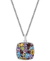 Effy Multi-Gemstone Locket 18" Pendant Necklace (6-3/4 ct. t.w.) in Sterling Silver