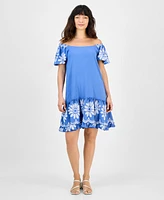 Robbie Bee Women's Off-The-Shoulder Jacquard Dress