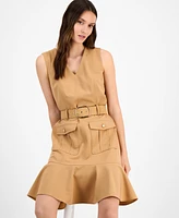Tahari Asl Women's Belted Sleeveless Fit & Flare Dress