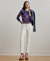 Lauren Ralph Petite Print Cotton-Blend Sweater