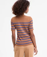 Tahari Asl Women's Striped Short-Sleeve Sweater