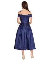Tahari Asl Women's Crushed Taffeta Off-The-Shoulder Dress