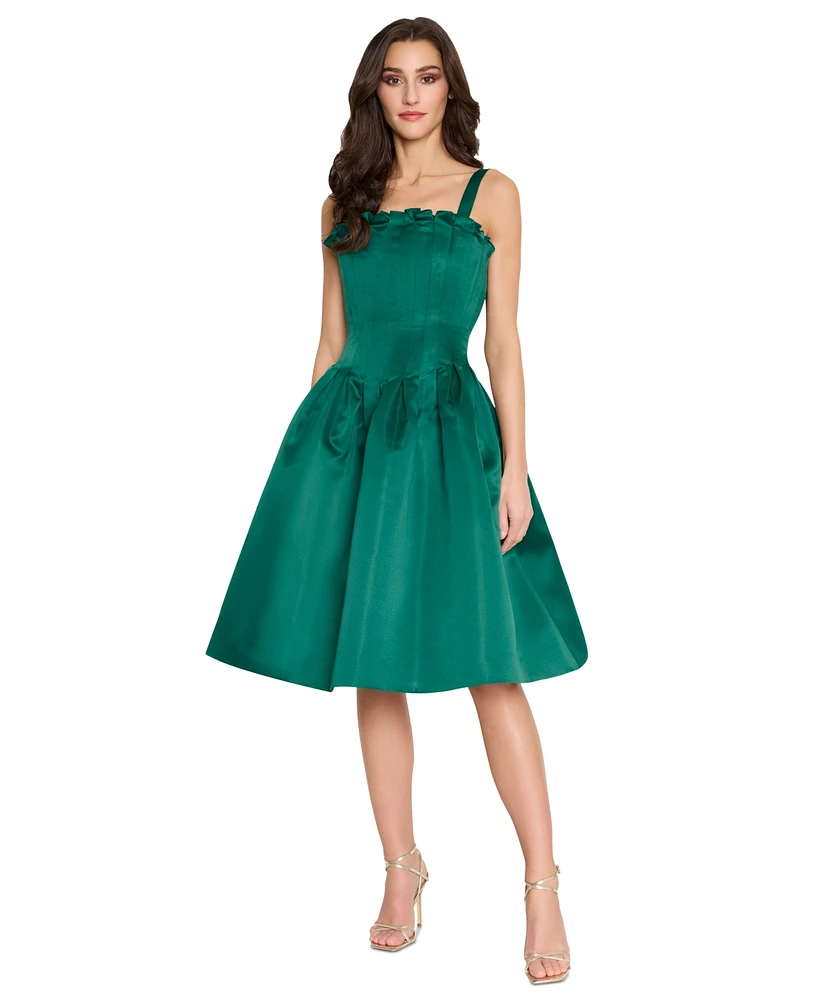 Tahari Asl Women's Ruffle Corset-Bodice Fit & Flare Dress