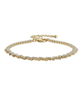 Bling Jewelry Thin Minimalist Delicate Cubic Zirconia Zig Zag Cz Bracelet Yellow Gold Plated