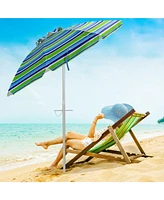 Gymax 6.5Ft Beach Umbrella w/ Tilt Mechanism Sand Anchor Carrying Bag