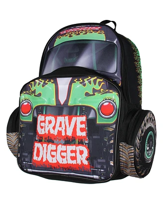 Monster Jam Backpack Grave Digger Truck 3D Character School Book Bag
