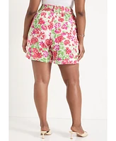 June + Vie Plus High Rise Pleated Shorts