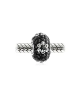 Bling Jewelry Floral Spring Flower Crystal Aqua Black White Spacer Bead Core .925 Sterling Silver