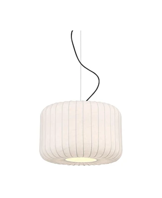 Jaime 18" Modern Pendant Chandelier Ceiling Light Fixture Dining Room Over Table Kitchen Island Foyer Drum Hanging Round Matte Black and White Metal H