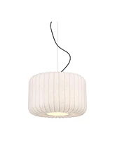 Jaime 18" Modern Pendant Chandelier Ceiling Light Fixture Dining Room Over Table Kitchen Island Foyer Drum Hanging Round Matte Black and White Metal H