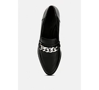 Pola Black Leather Horsebit Loafers