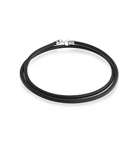 Bling Jewelry Plain Thin Black Rubber Cord Necklace with .925 Sterling Silver Lobster Claw Clasp