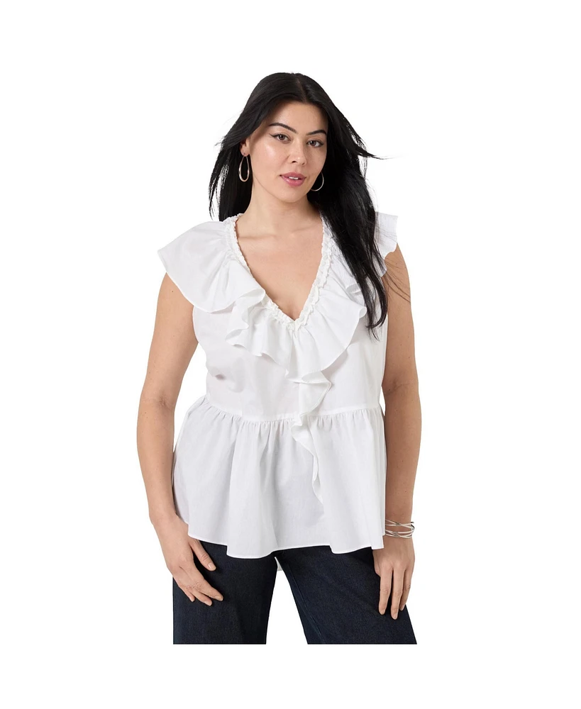 June + Vie Plus Ruffled Peplum Top