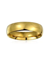 Bling Jewelry Plain Simple Dome Comfort Fit 5MM Band Ring Gold Plated Silver Tone Stainless Steel