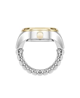 Nine West Women's Quartz Two-Tone Metal Alloy Crystal Accented Dial Ring Watch, 23mm