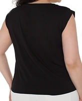 Liverpool Los Angeles Plus Sleeveless Mixed-Media Top