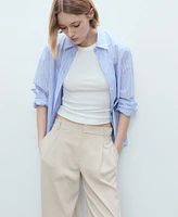Mango Women's Straight-Fit Pleated Trousers Pants