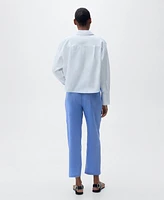 Mango Women's Straight Linen-Blend Trousers Pants