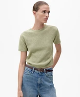 Mango Women's Short-Sleeved Knitted Cotton Sweater