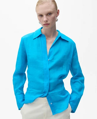 Mango Women's Regular Ramie Shirt